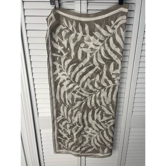 Ellen Tracy brownish-gray & off white sheer scarf wrap - Picture 1 of 4